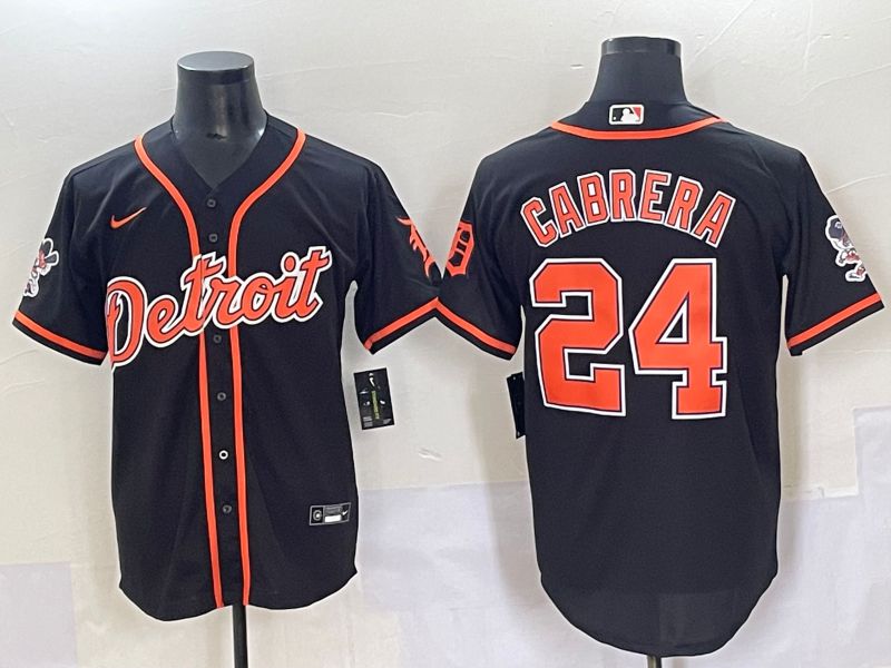 Men 2025 Detroit Tigers 24 Cabrera Black Joint Name Nike MLB Jersey style 1
